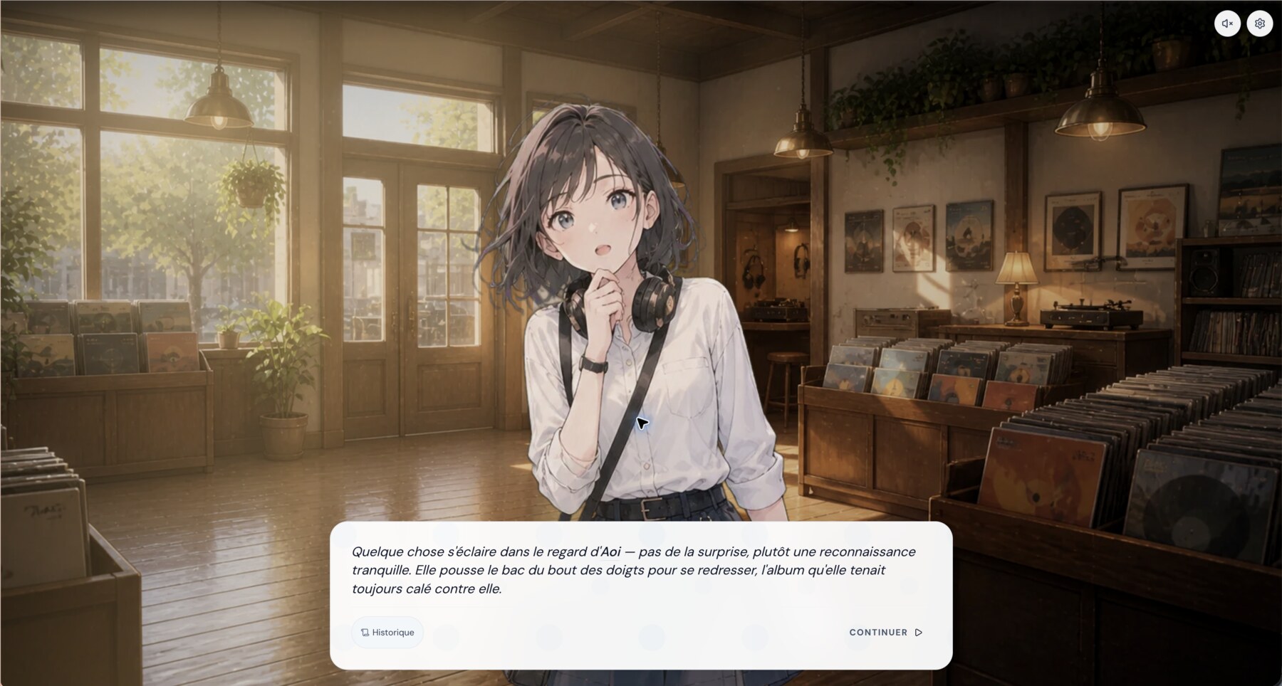 Aoi reflecting on the player’s response in Dusty Grooves